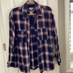 plaid button down two pocket shirt size L from garage